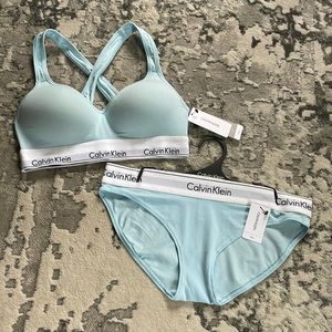 Calvin Klein Padded Bralette and Bikini Light Blue